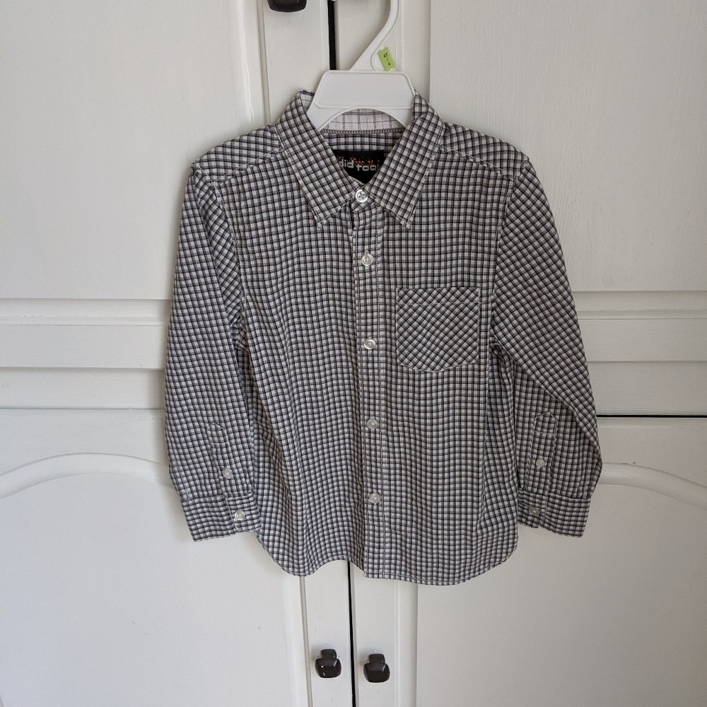 Boys Checkered Long Sleeve Dress Shirt